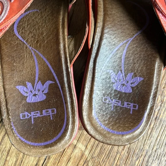 Dansko platform slide sandals orange leather swirl 38 fits US 7.5 & 8 - Picture 10 of 15